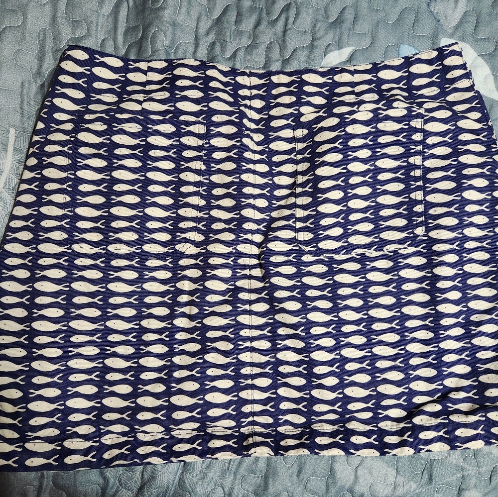 Garnet Hill Blue and White Mini Skirt - Picture 9 of 11